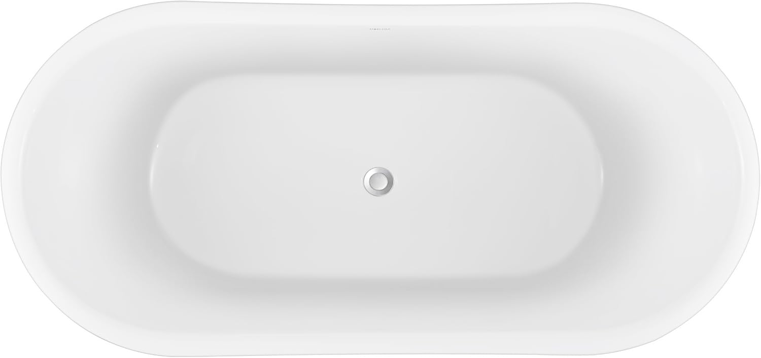 59' 100% Acrylic Freestanding Bathtub??Contemporary Soaking Tub??White Inside Black Outside