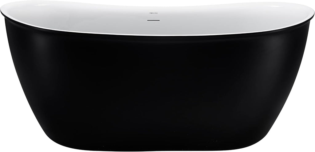 59' 100% Acrylic Freestanding Bathtub??Contemporary Soaking Tub??White Inside Black Outside