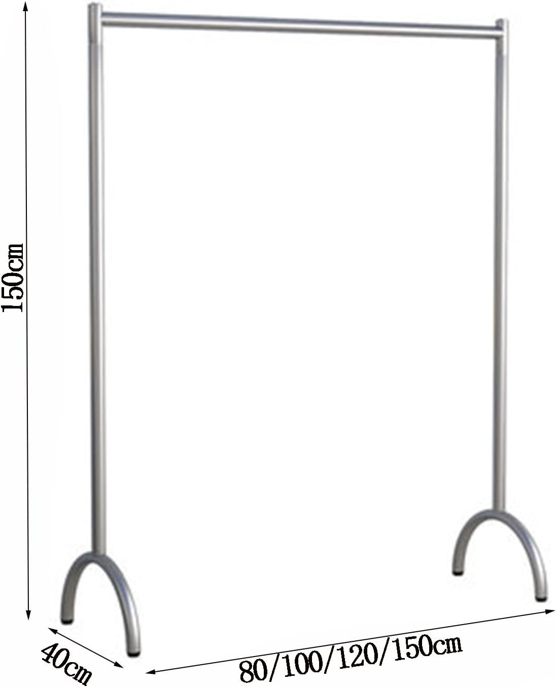 Clothing rack Modern Silver Clothing Rack Heavy Duty Stainless Steel Garment Rack Retail Clothing Displa Rack Sturdy And Durable Clothes Rail,One Color 80x40x150cm