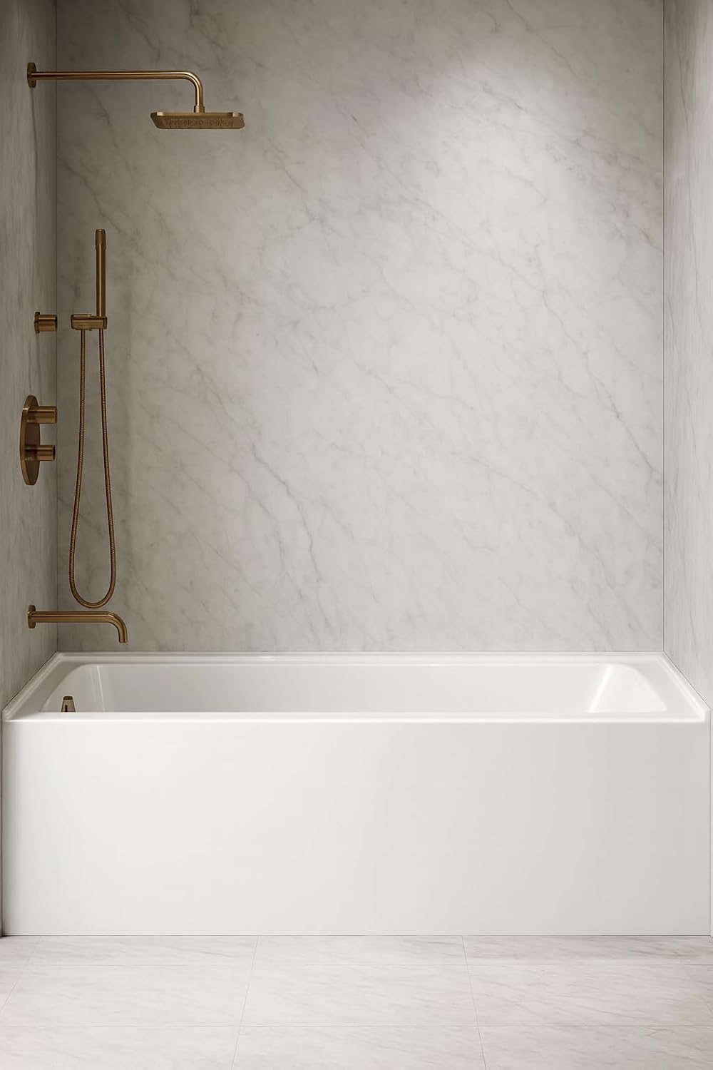 Carver Tubs - ALR6032 - Alcove Acrylic Fiberglass Soaking Bathtub for Bathrooms, w/Right Hand Chrome Drain - Modern White Rectangle Acrylic Tub - Deep Relaxing Soak - 60' L x 32' W x 21.75' H