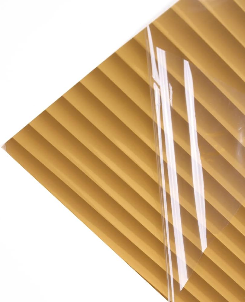 Sunice Amber Color Reeded Window Film Self-Adhesive Privacy Decals Film Brown Frosted Film for Home Bathroom Office (60'x787')