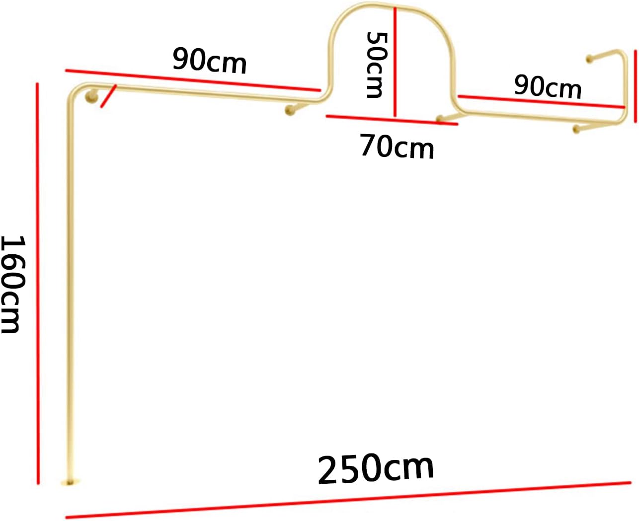 Display Rack for Women's Clothing Store,Wall Mounted Industrial Pipe Garment Rack,Metal Floor Shelf for Retail Display/Laundry/Boutique/Clothing Store (G-250cm/98.5in