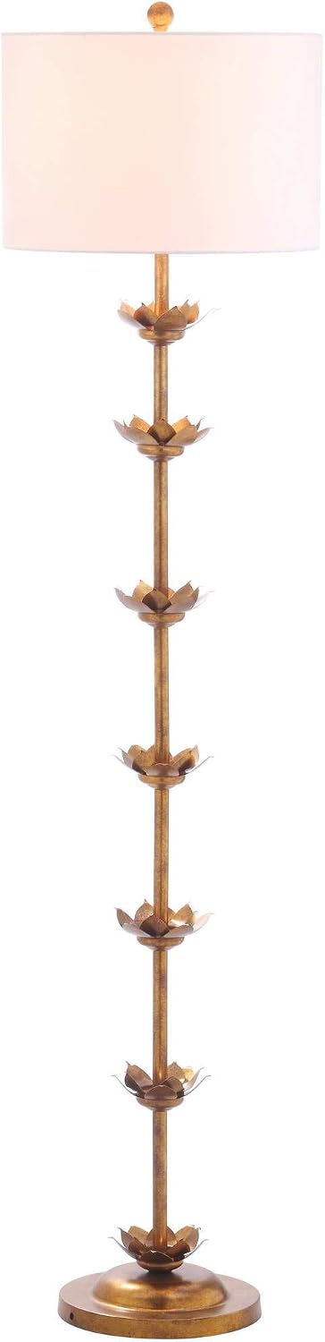 Safavieh FLL4003A Lighting Collection Landen Leaf 63.5' Antique Gold Floor Lamp, Metal