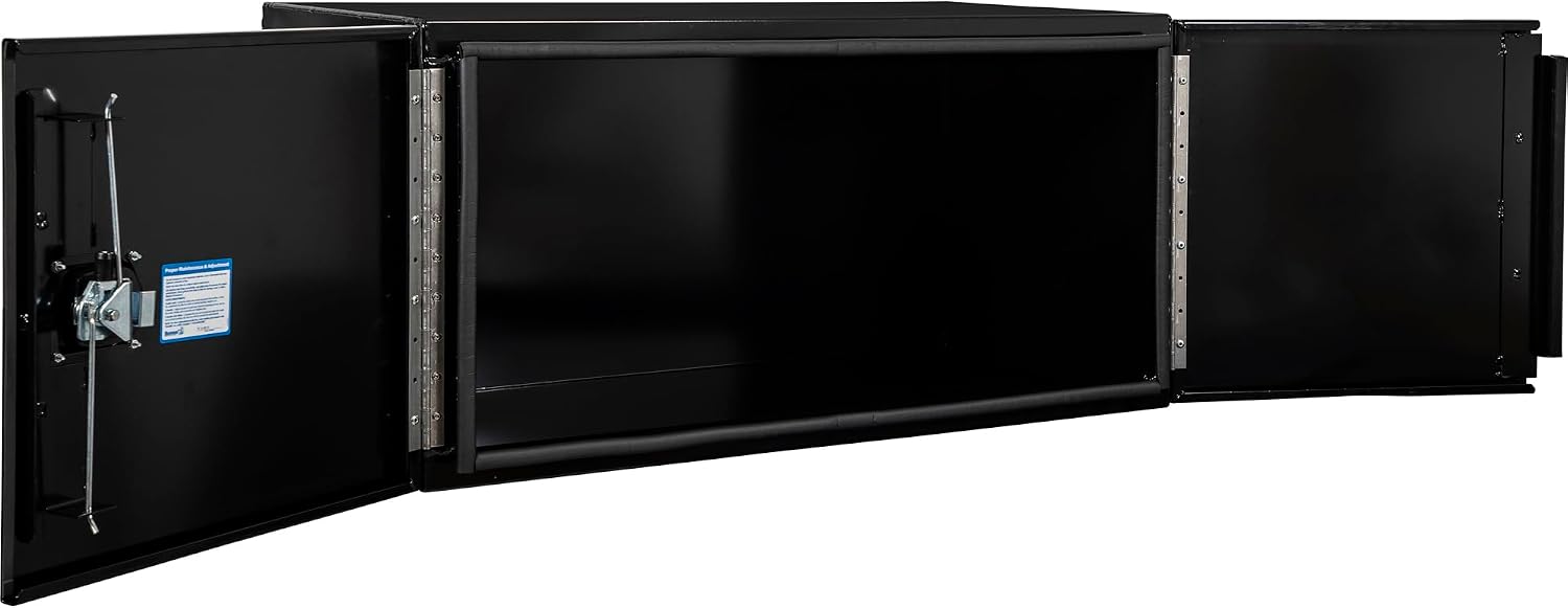 Buyers Products 1705840 Underbody Tool Box With Barn Door, 24x24x48 Inch, Black Powder-Coated, Made in USA, .100 inch Smooth Aluminum, 3-Point Locking, Truck Storage Toolbox For Work Vehicles