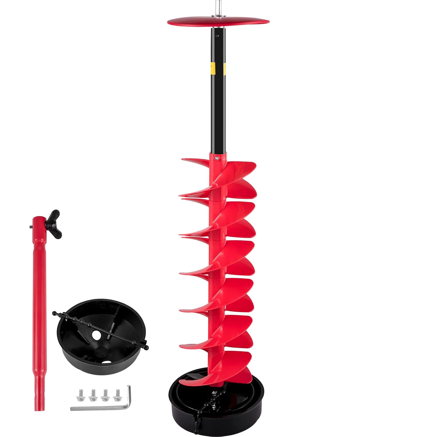 VEVOR Ice Auger, 8' Diameter Ice Fishing Auger Drill Bit, 39' Length Nylon Corless Ice Augers for Ice Fishing with Extra 11.8' Extension Rod, Drill Adapter, Top Plate and Blade Guard