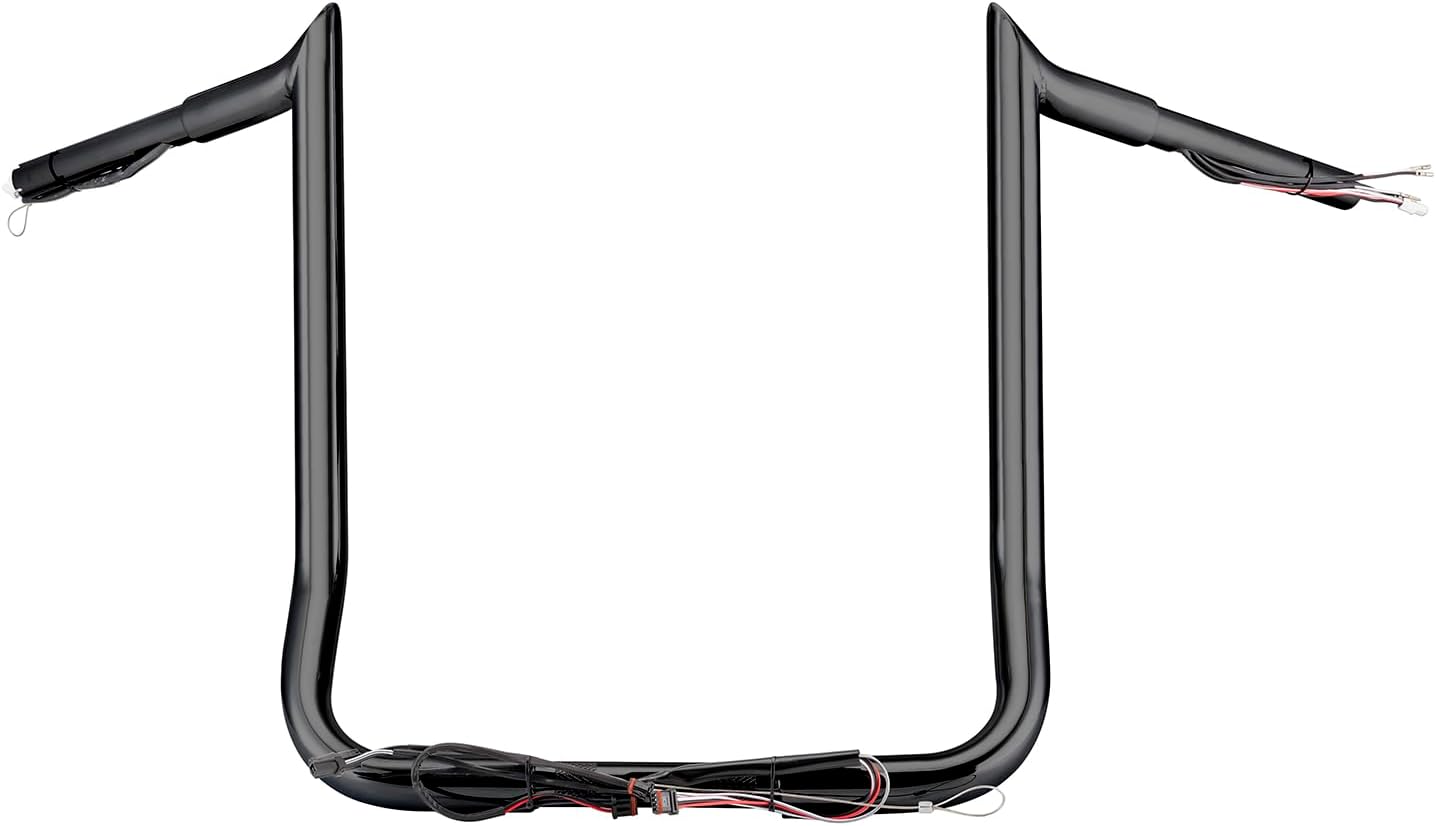 Mofun 14' Pre-wired Handlebars Ape Hangers 1 1/4' Compatible with Harley Bagger Touring Street Electra Glide Tri Glide Ultra Limited 2014-2023 Gloss Black