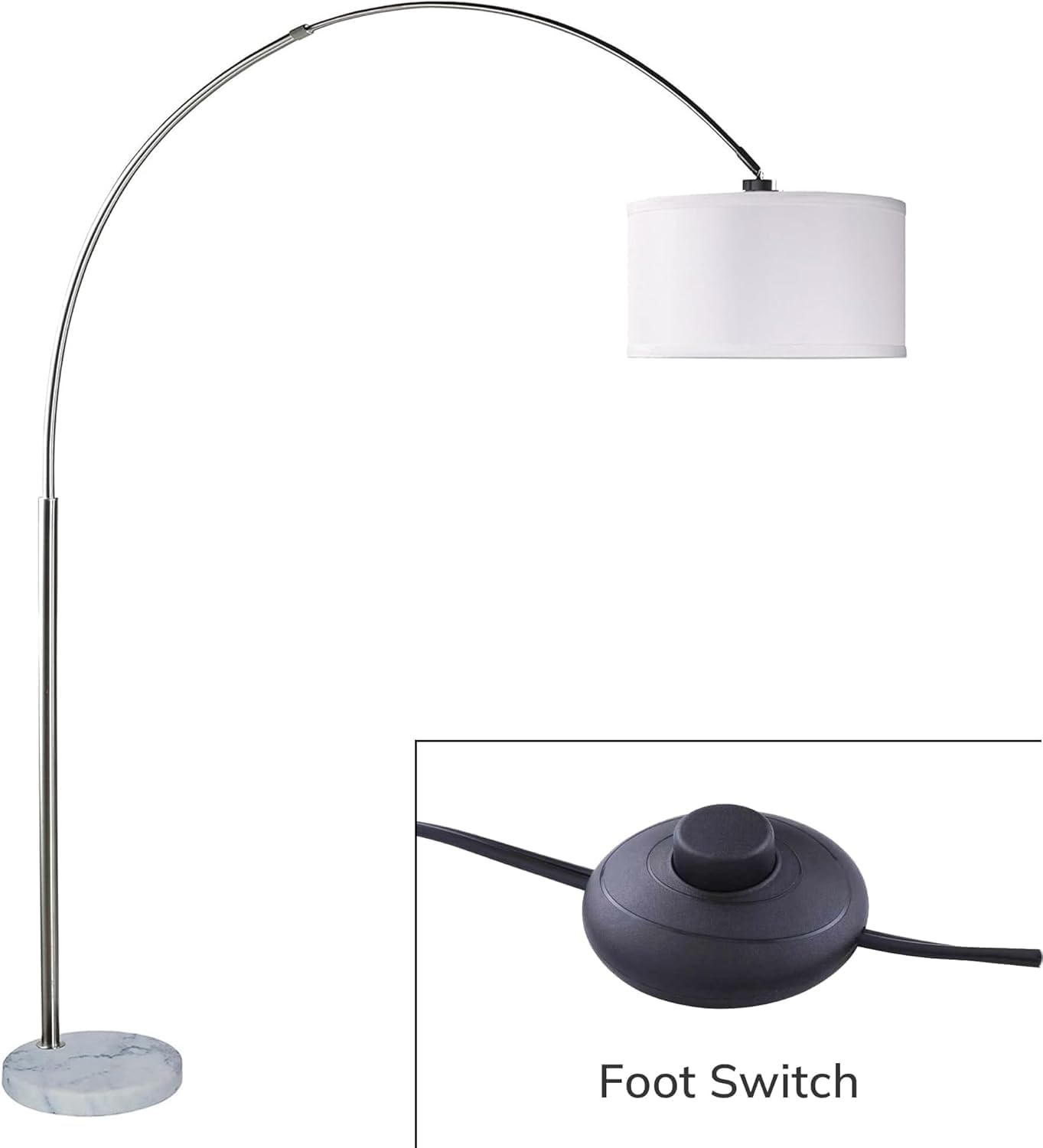 Major-Q Modern Arcing Floor Lamp - Tall Stand Up Arching Drum Shade - Large Contemporary Floor Lamp for Dining Rooms and Bedrooms - Corner Lamp for Office Lighting and Home Decor