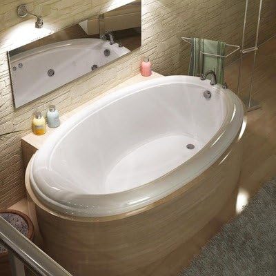 4270P Martinique 70' x 23' Oval Bathtub Drain Location: Right, Finish: White, Trim Finish: Polished Chrome