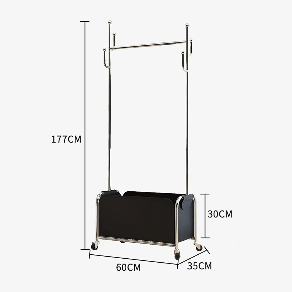 Clothing Rack with Storage Bag & Wheels, Rolling Garment Racks, Heavy-Duty Metal Clothes Rack for Bedroom, Hallway, Entryway,Black