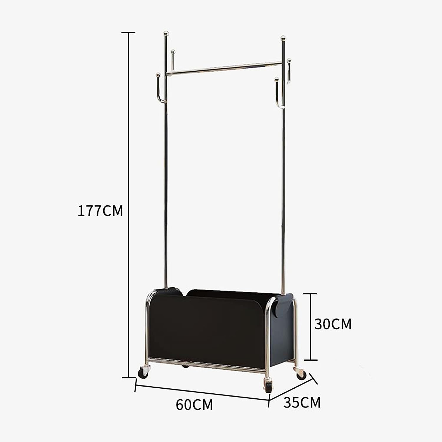 Clothing Rack with Storage Bag & Wheels, Rolling Garment Racks, Heavy-Duty Metal Clothes Rack for Bedroom, Hallway, Entryway,Black