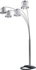 84' Arc Tree Floor Lamp - Featrue 4 Bell Hanging Faux Crystal Ornaments Shades with U Shape Base - Great for Living Rooms, Bedrooms, or Arching Over Couches (Silver)