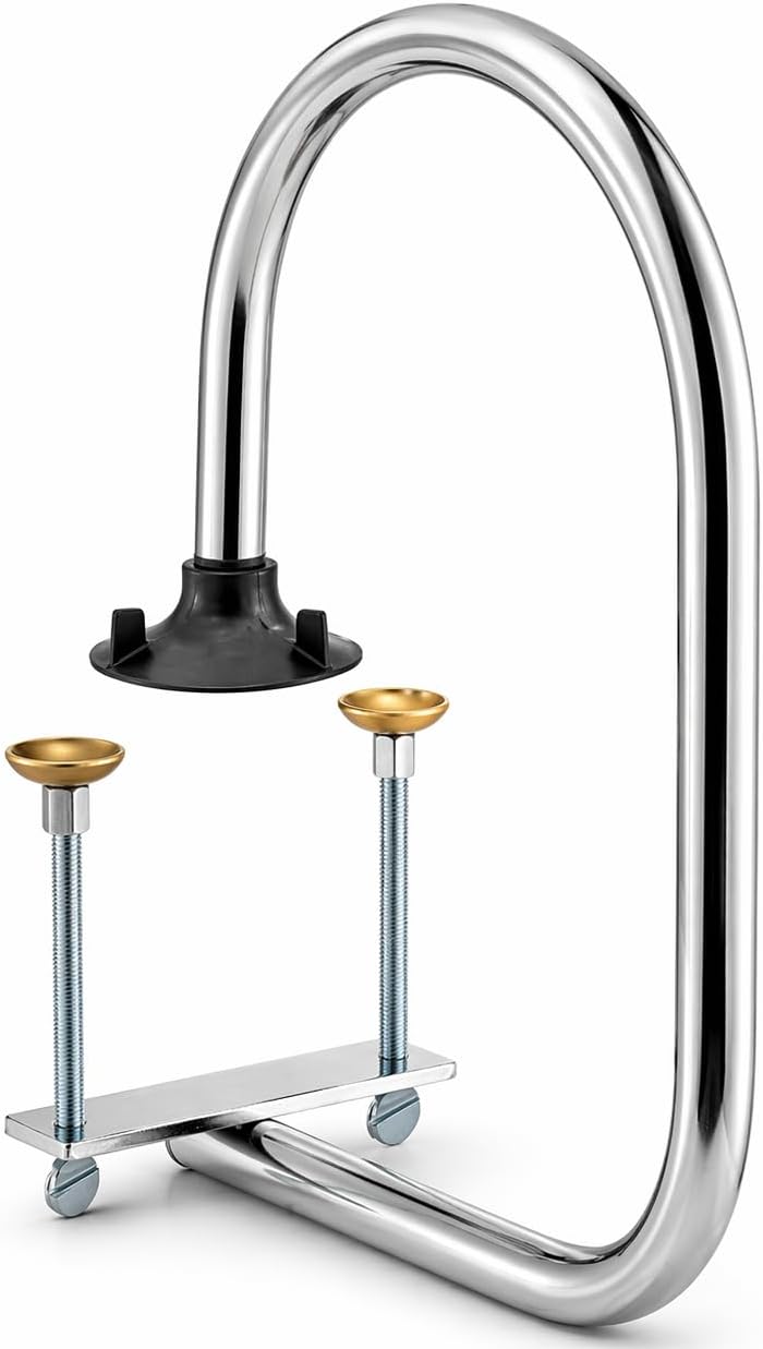 Chrome-Plated Metal Service Rail, Silver, Bar Waitress Stall, 16 7/8 x 11 7/8 x 6 Inches, Clamp Mount