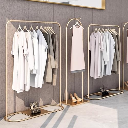 Modern Gold Metal Garment Rack - Heavy-Duty Freestanding Clothing Rack for Hanging Clothes, Large Capacity Coat Rack for Bedroom & Retail Display (120x40x160CM)