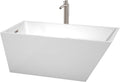 Wyndham Collection WCBTK150159ATP11BN Hannah Freestanding Bathtub with Floor Mounted Faucet In Brushed Nickel, 59', White with Brushed Nickel Trim