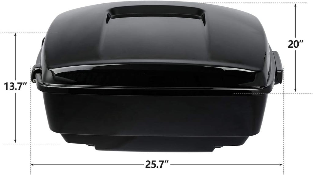 TCMT 13.7' King Motorcycle Trunk Box Black Latches Fits For Harley 2014-2025 Touring CVO Road King Road Glide Street Glide Electra Glide Pack