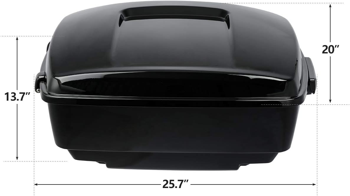 TCMT 13.7' King Motorcycle Trunk Box Black Latches Fits For Harley 2014-2025 Touring CVO Road King Road Glide Street Glide Electra Glide Pack