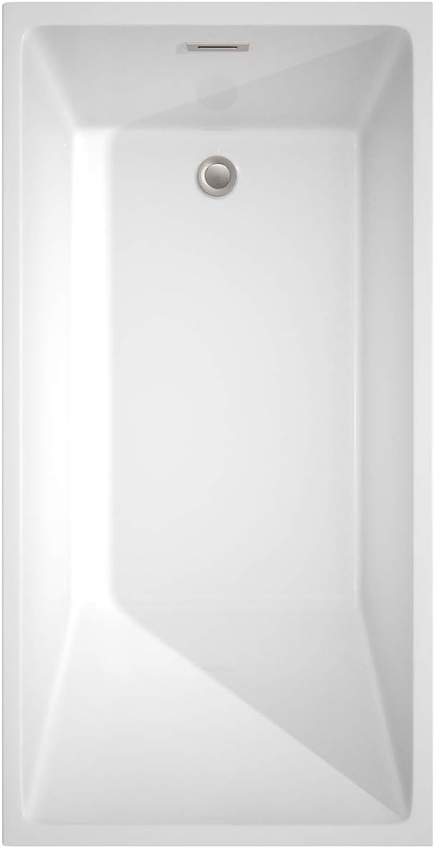 Wyndham Collection WCBTK150159BNTRIM Freestanding Bathtub, 59', White with Brushed Nickel Trim
