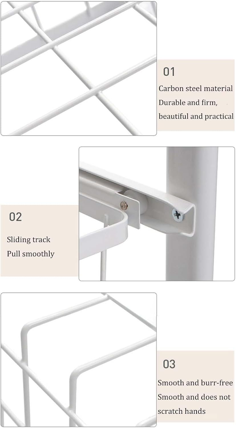 Display Stand Pants Hangers Rolling Trolley Trousers Rack, Jeans Hangers Metal Scarves Rack Clothing Closet Organizer Shelf, Multipurpose Blanket Rack (Beech Color-L46.5*W41.5*H73.7 CM -A