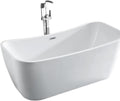 Arles 67' Freestanding Acrylic Bathtub with Chrome Drain, Glossy White Seamless Soaking Tub, Fiberglass Reinforced with Leveling Legs, 68 Gal Capacity