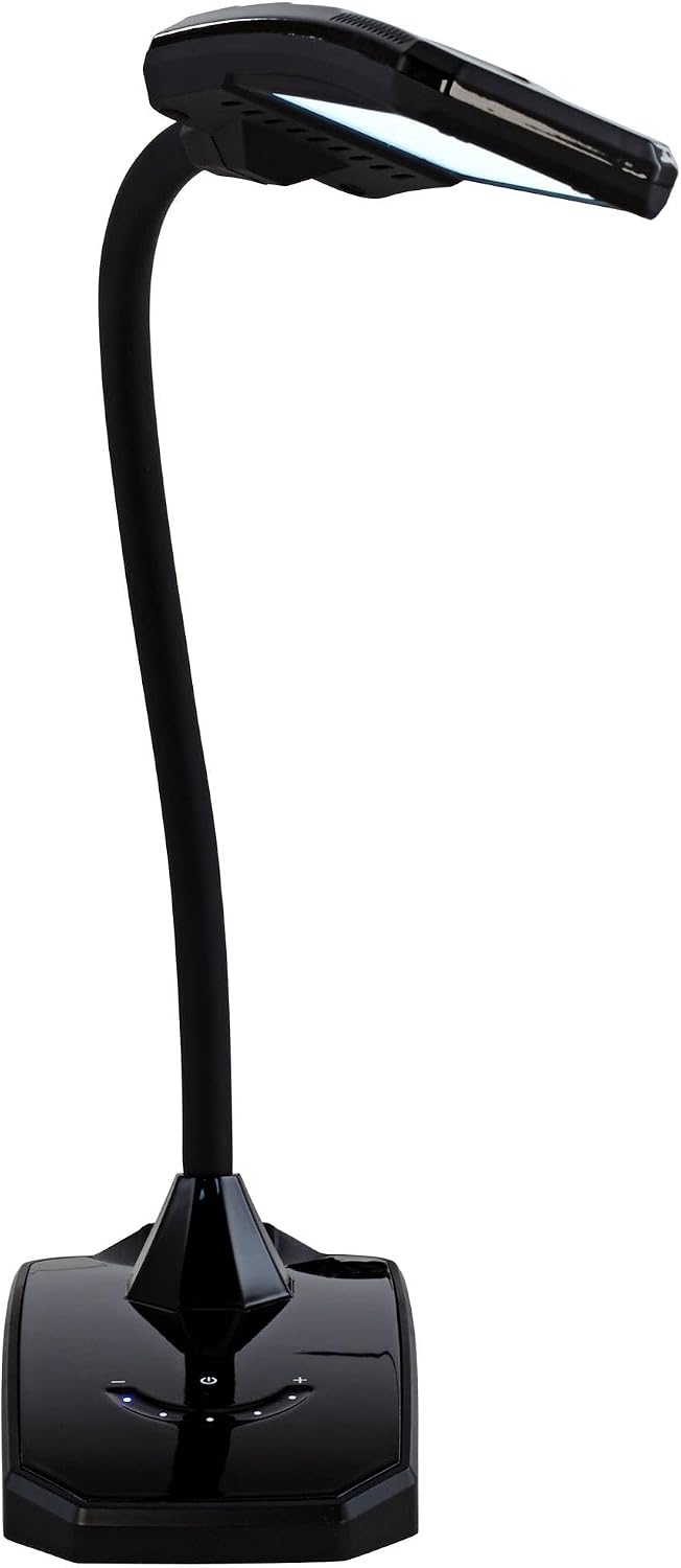 360 Lighting Ricky 13 3/4' High Small Modern Desk Lamps Set of 2 USB Ports LED Gooseneck Black Shade Home Office Living Room Charging Bedroom Bedside Nightstand House Reading Kitchen Entryway