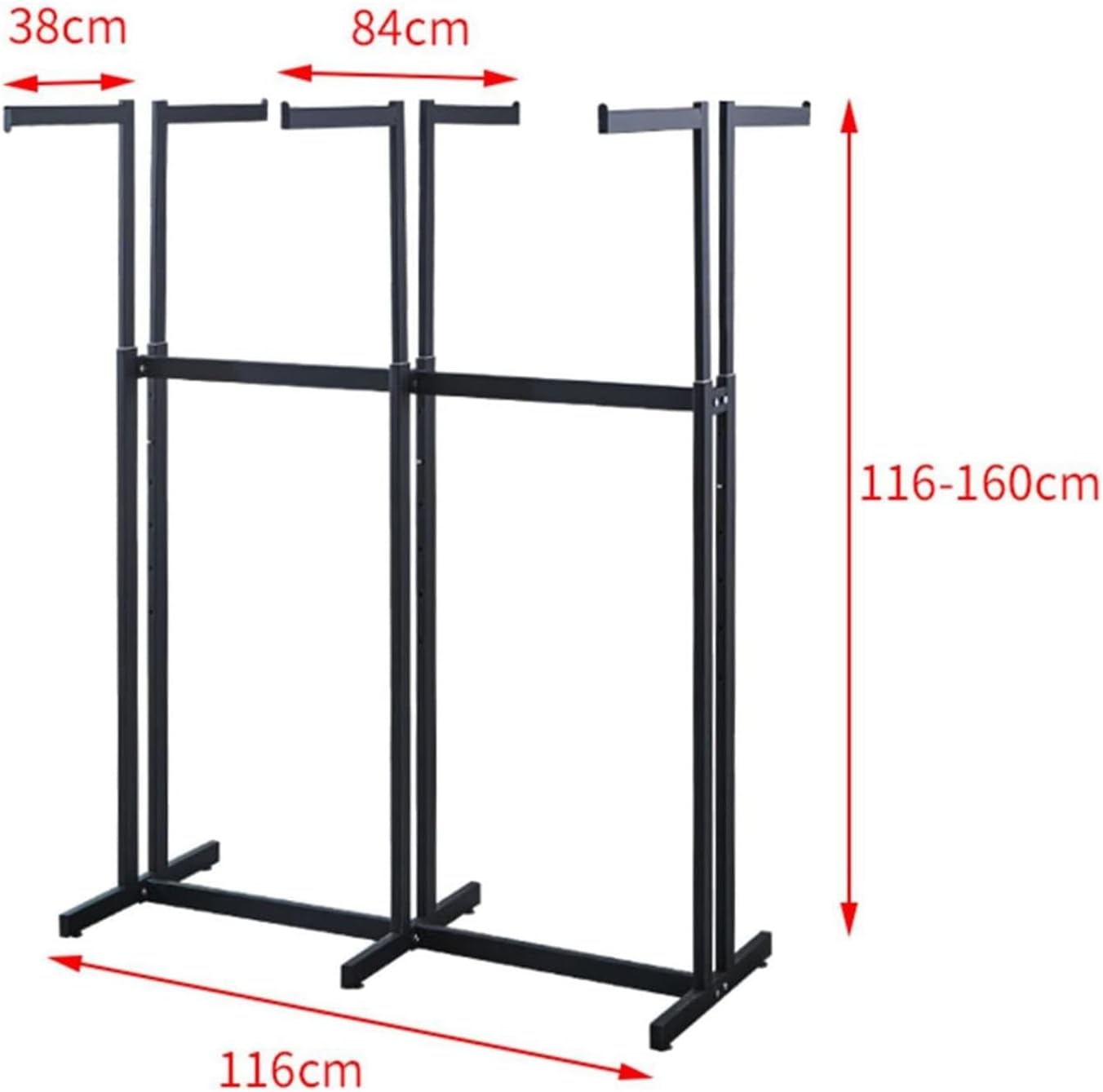 Floor Standing Metal Garment Rack - Heavy Duty Black 6 Way Rack, Adjustable Lifting Hanging Clothes Racks- Retail Display Clothes Shelves,Black