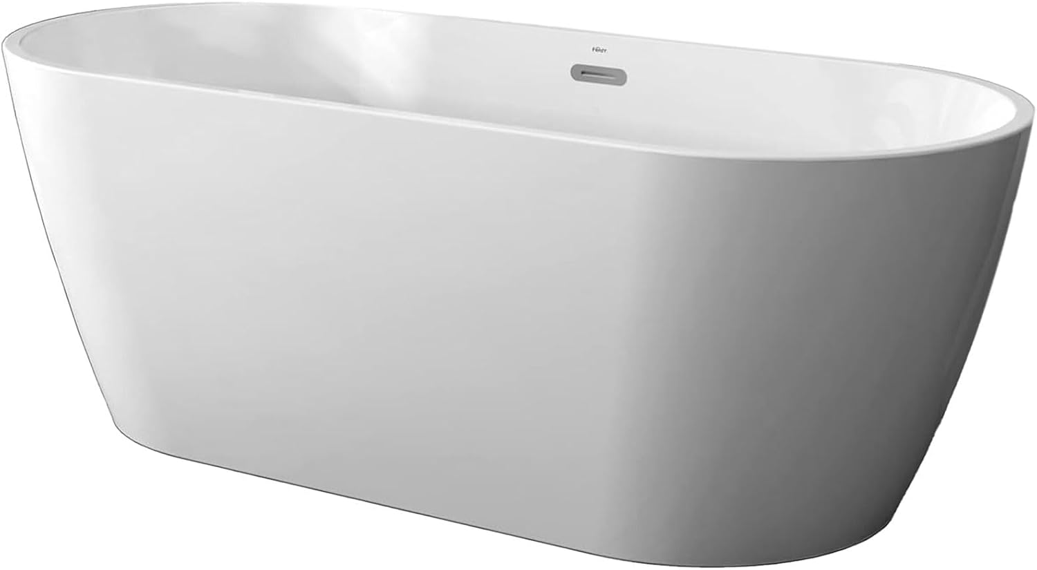 FerdY Bali 67' Acrylic Freestanding Bathtub, Gracefully Shaped Freestanding Soaking Bathtub, Toe-Tap Chrome Drain and Classic Slotted Overflow Included, Glossy White, cUPC Certified,