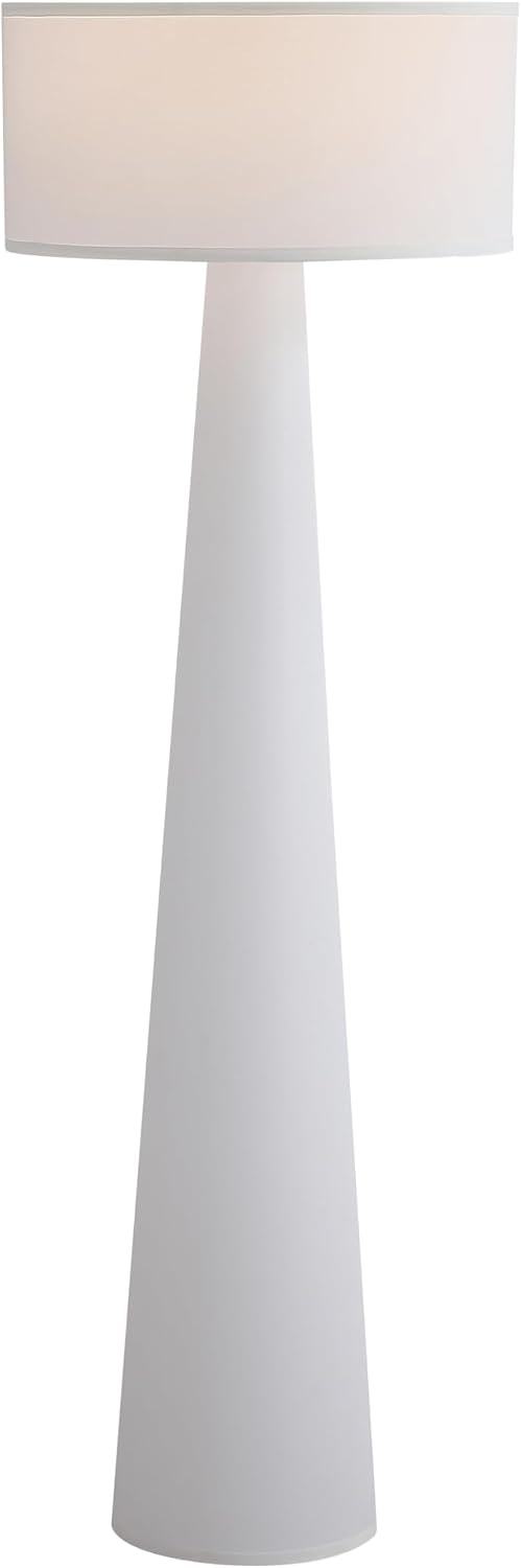 Floor Lamp - Branch and Wick – 59' Tall Standing Linen Lamp with Fabric Shade, LED Bulb Included – Elegant Corner Lamp for Living Room, Bedroom, Office - White