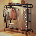Mobile Garment Rack on Wheels, Double-Rail Clothes Rack with 2 Shelves, 150kg Capacity, Perfect for Bedroom & Hallway, Durable Metal 150x50x1 cm Clothing Organizer