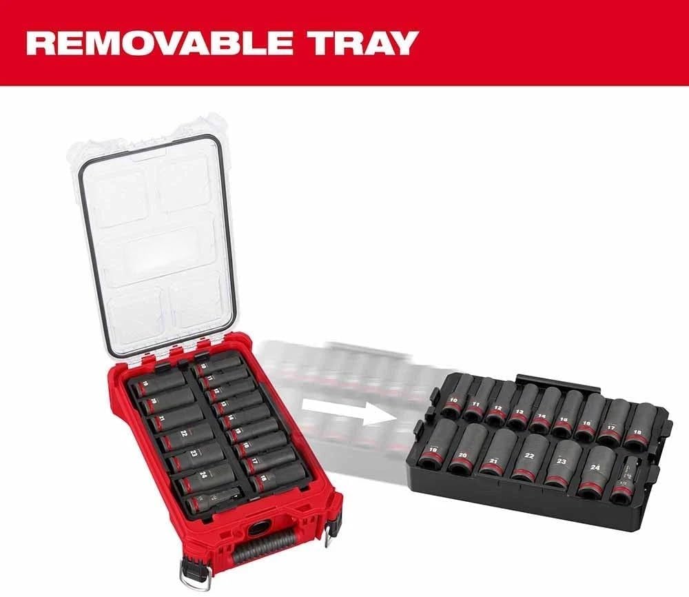 16Pc 49-66-6803 for Milwaukee Impact Duty Socket 1/2' Drive Packout Set w/Case