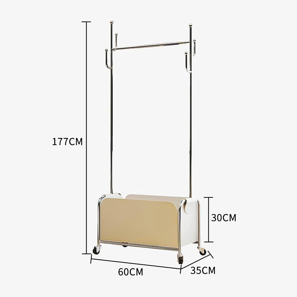 Clothing Rack with Storage Bag & Wheels, Rolling Garment Racks, Heavy-Duty Metal Clothes Rack for Bedroom, Hallway, Entryway,White