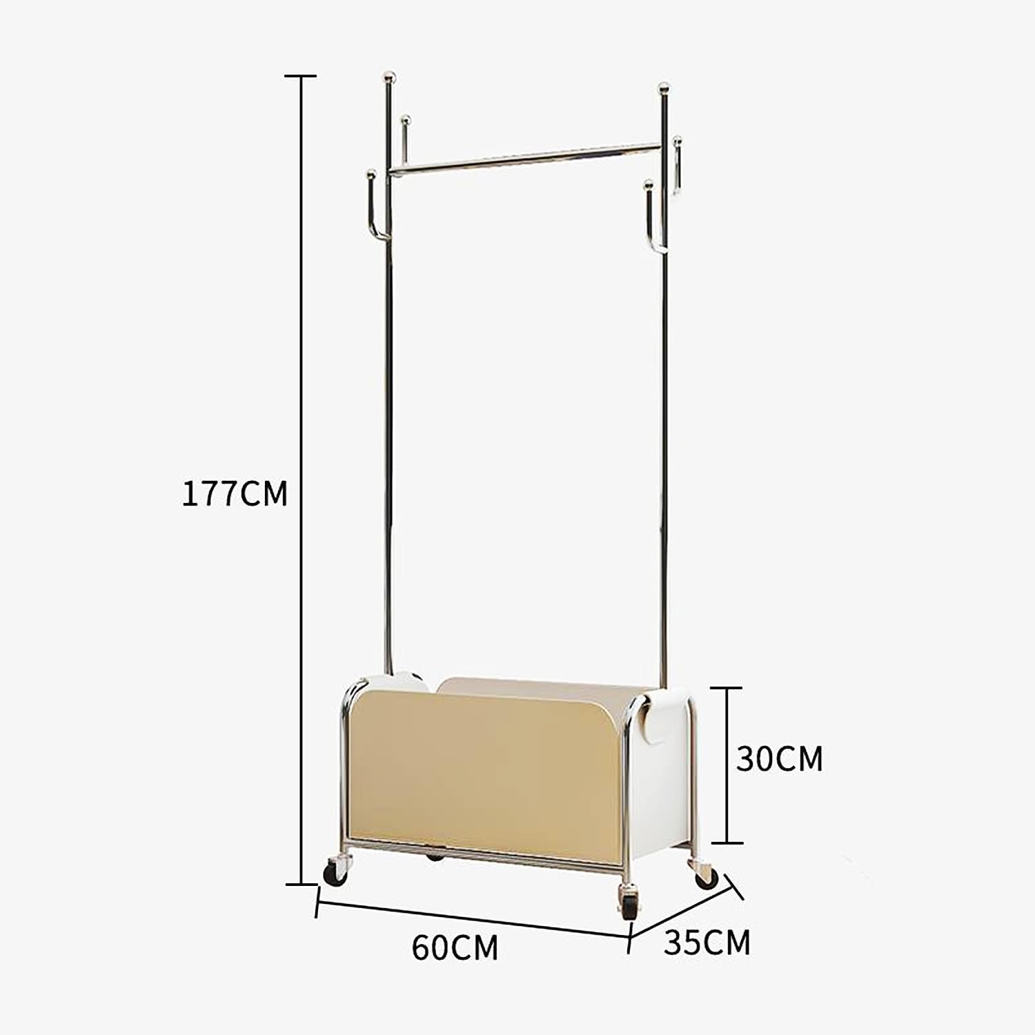 Clothing Rack with Storage Bag & Wheels, Rolling Garment Racks, Heavy-Duty Metal Clothes Rack for Bedroom, Hallway, Entryway,White
