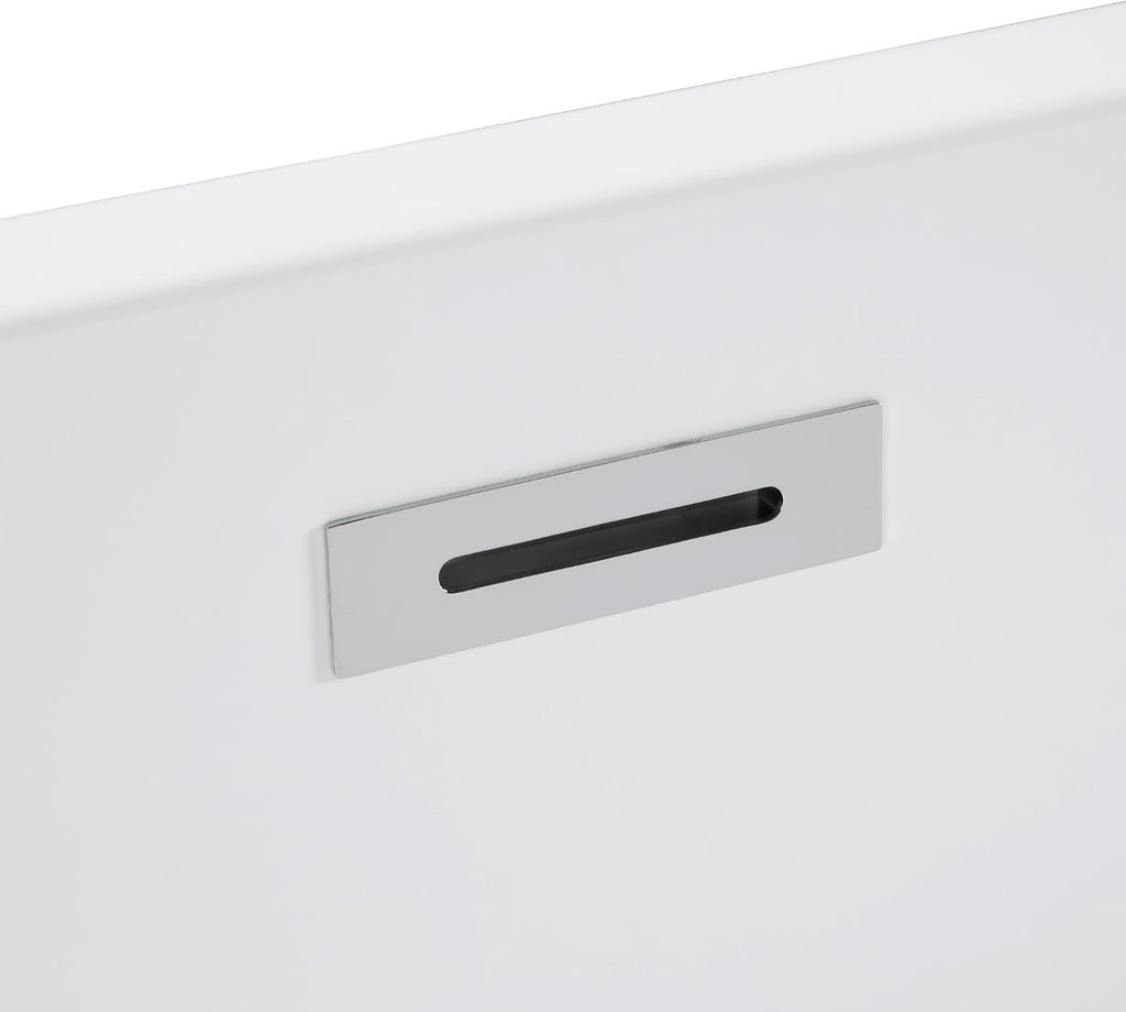 59' Acrylic Freestanding Bathtub with Unique Pleated Design: Spacious Oval Shape, Gloss Black Finish, Chrome Overflow & Pop-Up Drain