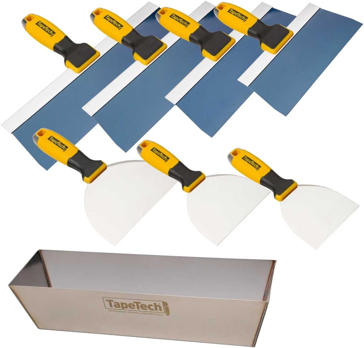 TapeTech Premium Carbon/Blue Steel Joint/Taping Knife Set w/Mud Pan