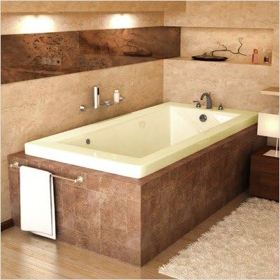 Guadeloupe 30 x 60 x 23' Rectangular Air and Whirlpool Jetted Bathtub Color/Trim: Biscuit / Polished Brass, Options: Tile Flange / 2' Lip / Front Skirt Enclosure, Drain: Right