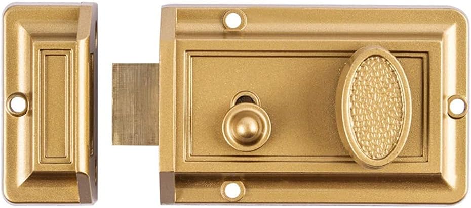 JSEIAJB Zinc Cylinder Deadbolt Latch Lock for Night Gate Door Entrance,Gold Finish