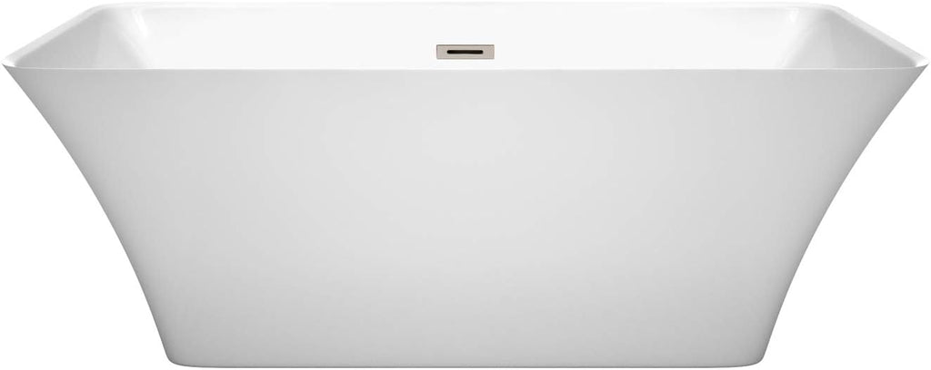 Wyndham Collection WCBTK150459BNTRIM Freestanding Bathtub, 59', White with Brushed Nickel Trim