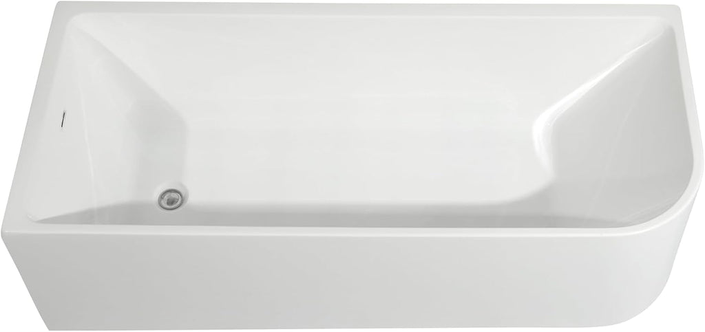 59 Inch Large Corner Bathtub with Pop-Up Left Hand Drain&Overflow