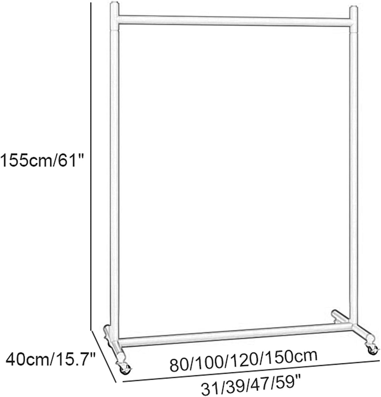 Mobile Clothes Rail on Wheels, 28mm Thicken Metal Clothes Rack Garment Display Stand with Casters, Holds up to 90 kg (Gold-120cm