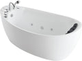 Empava 67 in. Acrylic Freestanding Tub Hydromassage Gracefully Oval Shaped Whirlpool 7 Water Jets Soaking SPA, Single-Ended Massage Bathtub with Pillow , White