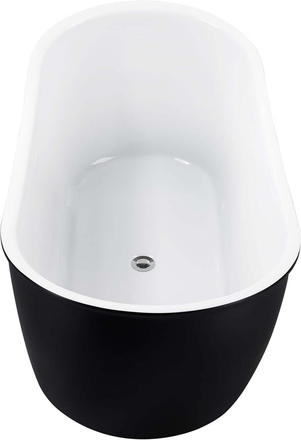 59' 100% Acrylic Freestanding Bathtub??Contemporary Soaking Tub??White Inside Black Outside
