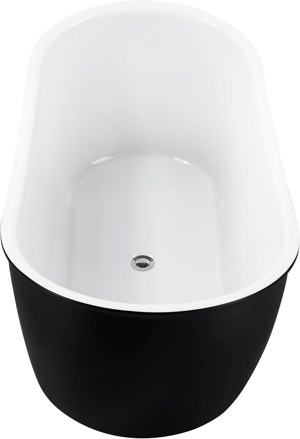 59' 100% Acrylic Freestanding Bathtub??Contemporary Soaking Tub??White Inside Black Outside