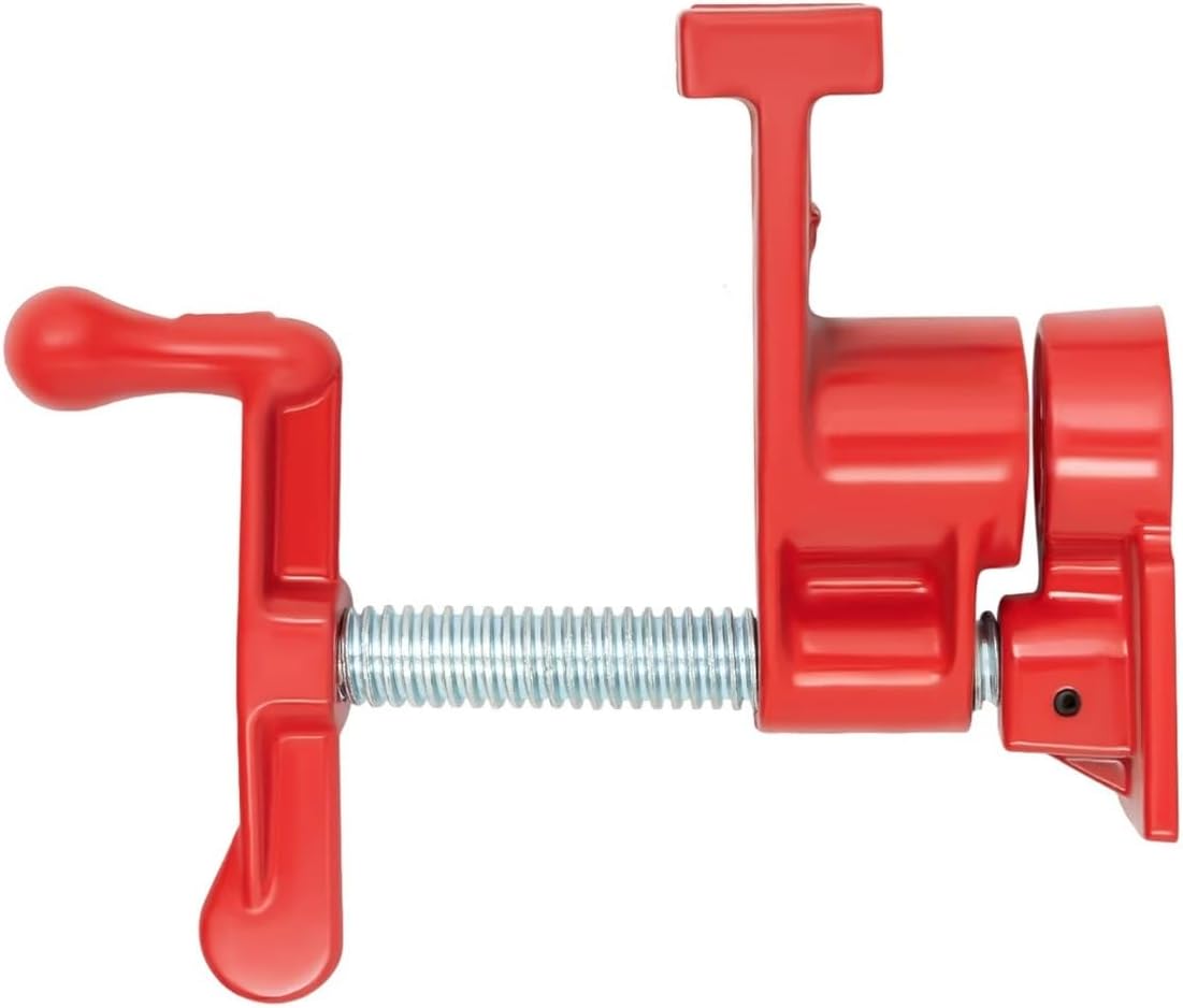 4 Pack 3/4' Wood Gluing Pipe Clamp Set Heavy Duty PRO Cast Iron Bar Clamps Kit With Wide Base For Woodworking