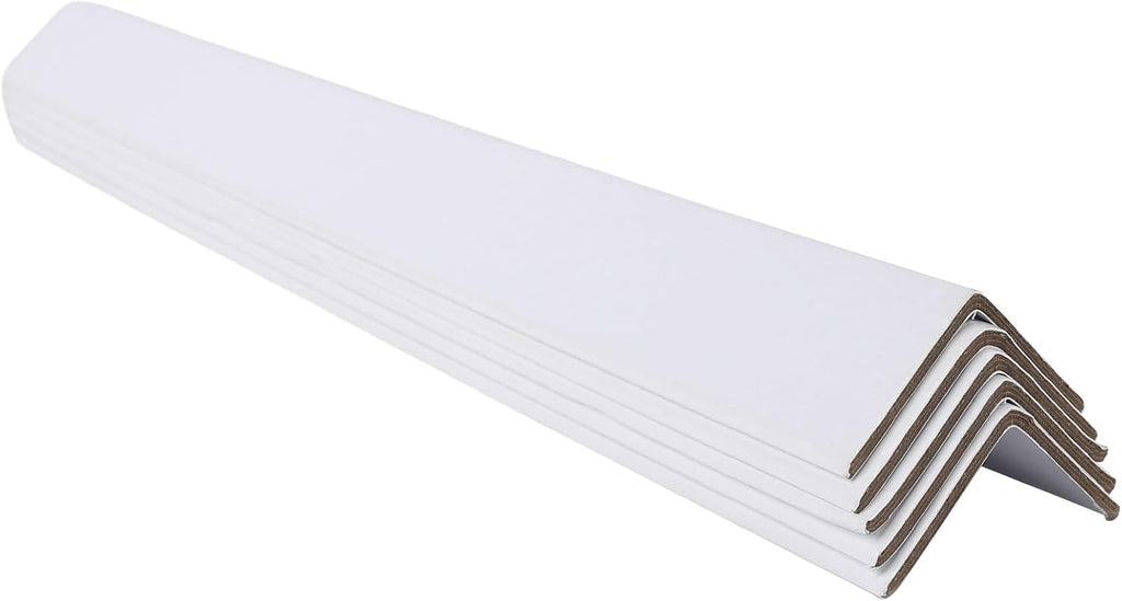 Cardboard Edge Protector 2' X 2' X 48', Pack of 100 – Cardboard Corner Protectors for Shipping White V-Board Pallet Corner Protectors