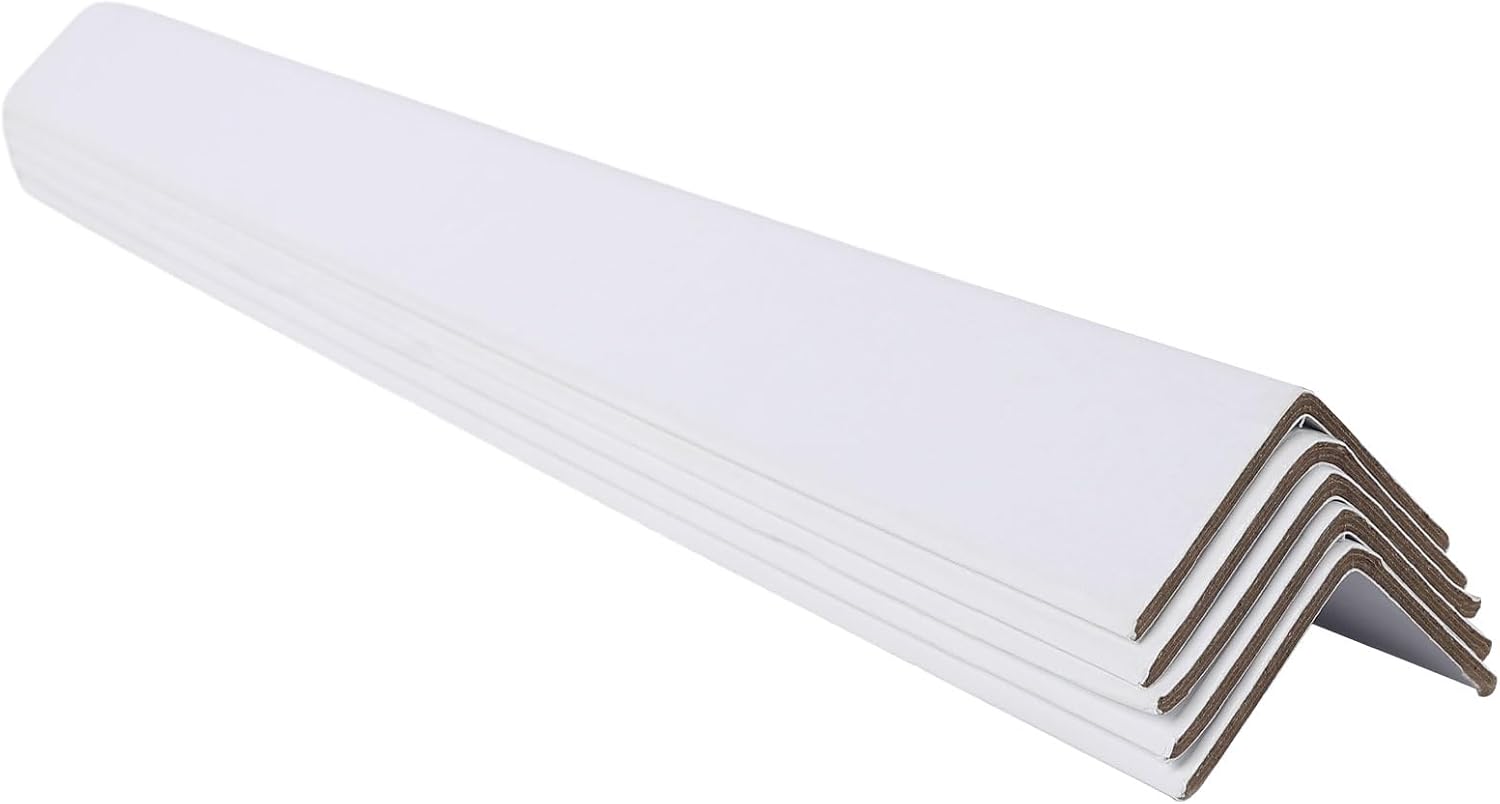 Cardboard Edge Protector 2' X 2' X 48', Pack of 100 – Cardboard Corner Protectors for Shipping White V-Board Pallet Corner Protectors