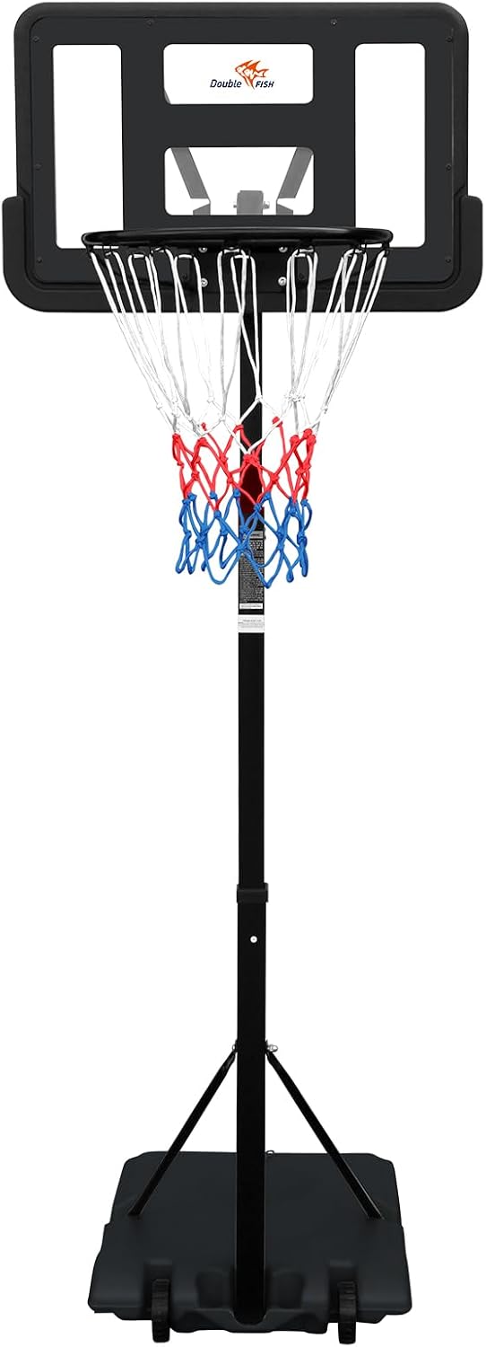 Adjustable Outdoor Basketball Hoop 4.8 7.7ft with Backboard Portable Wall Mounted for Youngsters, Youth, and Adults in Backyard or Driveway Black