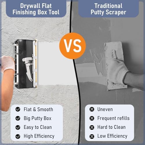 41''-65'' Adjustable Drywall Flat Box Handle, 8''/10''/12'' Mud Mixer & 120° Putty Knife Tool for Efficient Drywall Finishing