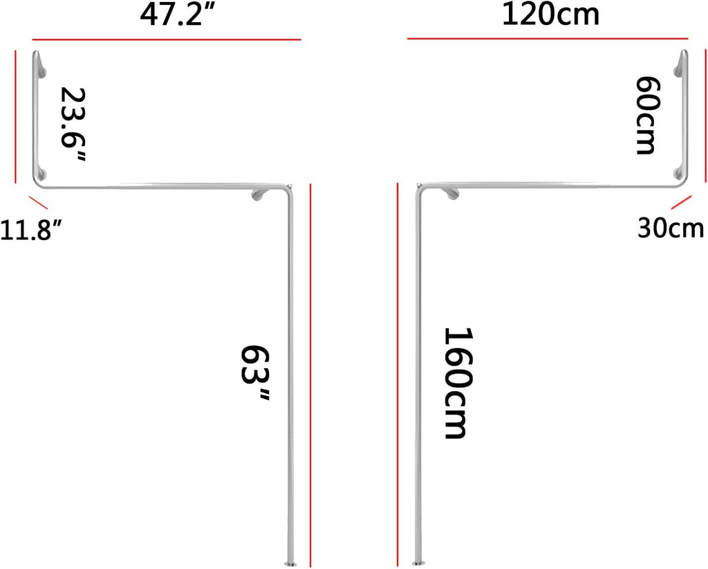 2pcs Creative Display Garment Racks in Boutique Clothing Stores,Modern Wall Mounted Retail Garment Rack,Industrial Pipe Clothing Rack (D-120cm/47in