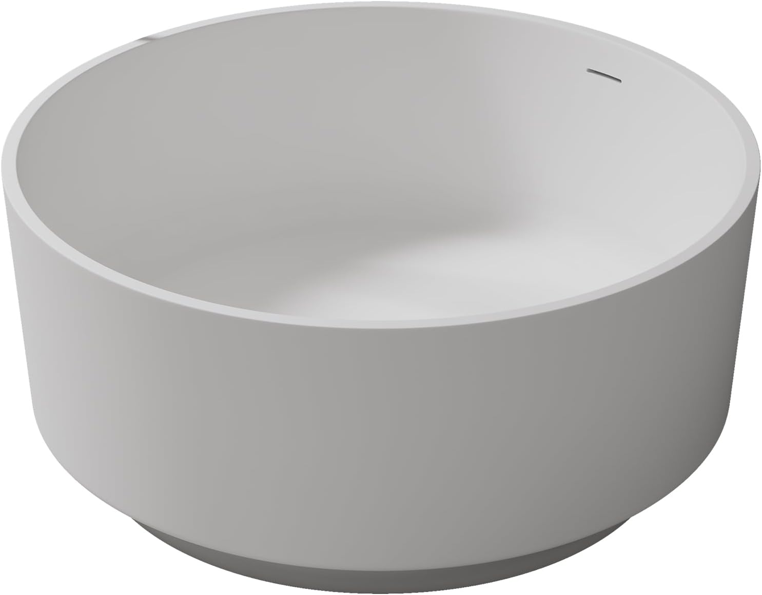 49' Premium Freestanding Round Bathtub,Resin Stone Solid Surface Deep Soaking Tub with Overflow and Pop-up Drain, Matte White