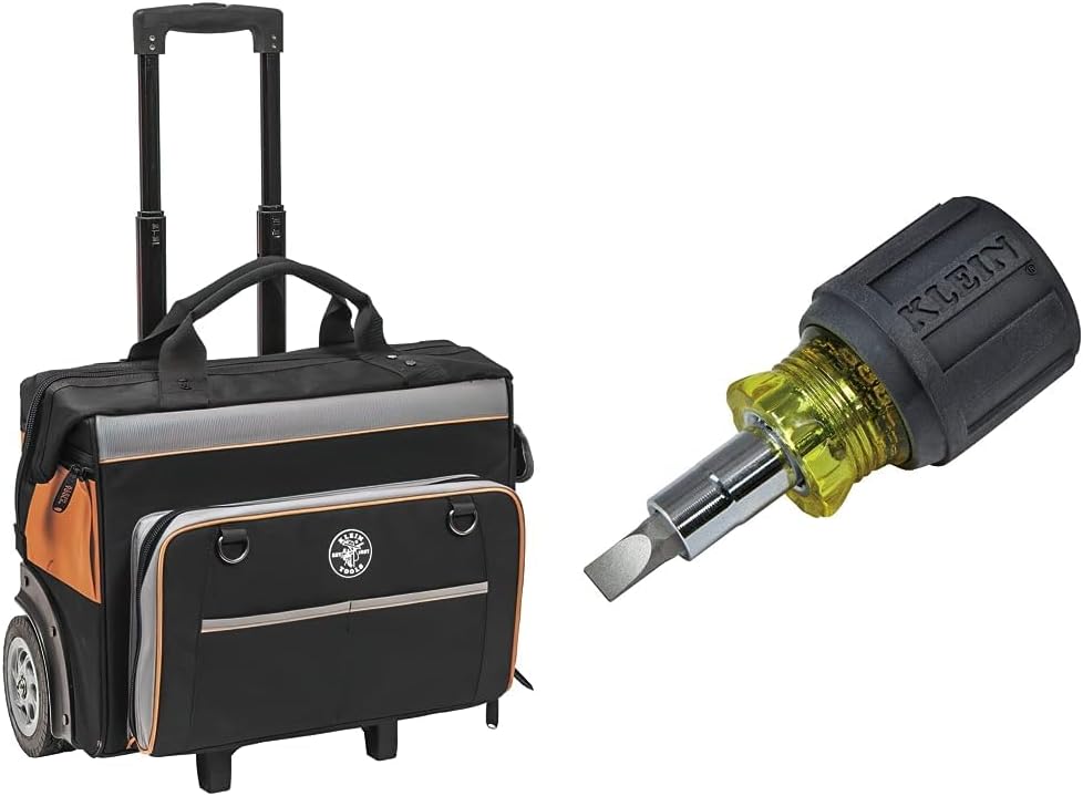 Klein Tools Tool Storage Bundle with Rolling Tool Bag, Multi-Bit Screwdriver/Nut Driver and Accessories