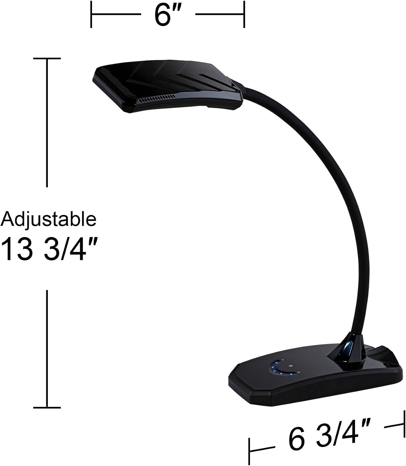 360 Lighting Ricky 13 3/4' High Small Modern Desk Lamps Set of 2 USB Ports LED Gooseneck Black Shade Home Office Living Room Charging Bedroom Bedside Nightstand House Reading Kitchen Entryway